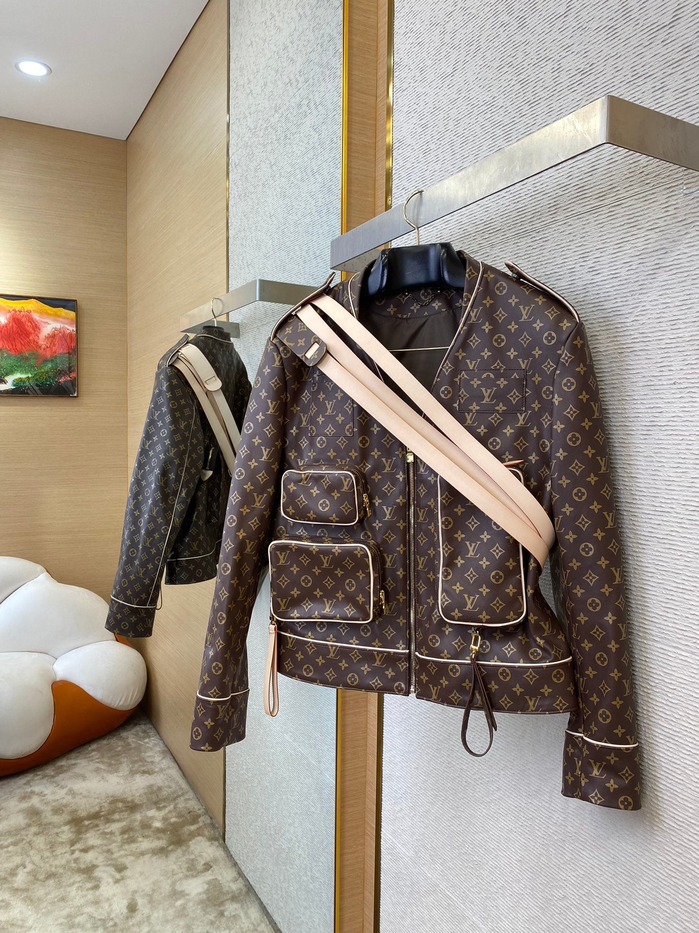 LV detachable Strap Genuine Leather Jacket