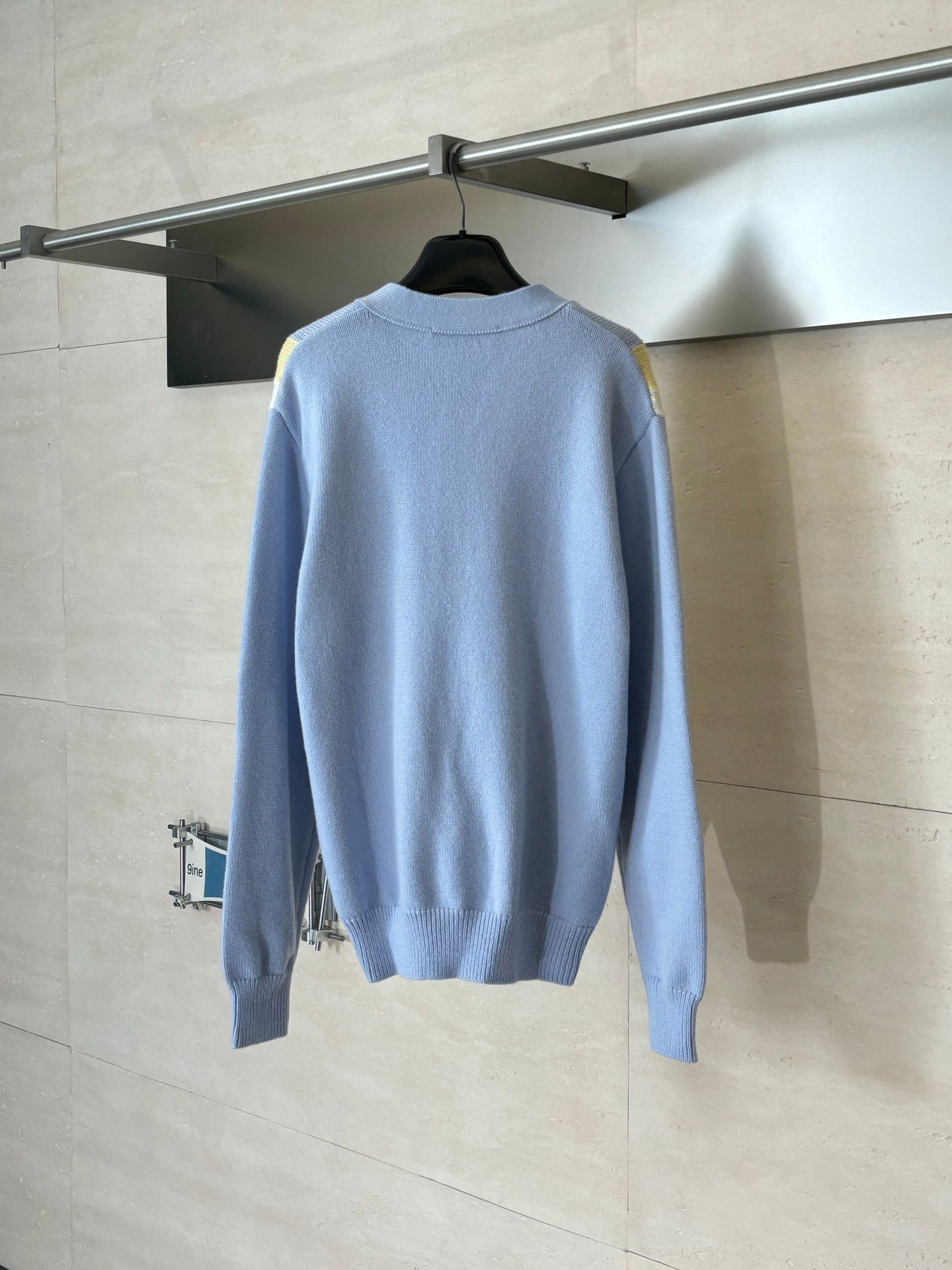 LV Embroidered Color Block V-Neck Knit Cardigan