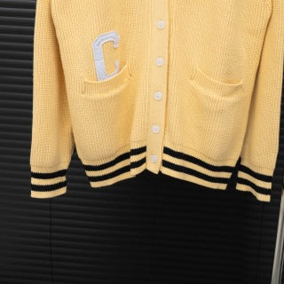 Celine Leather Logo Cardigan