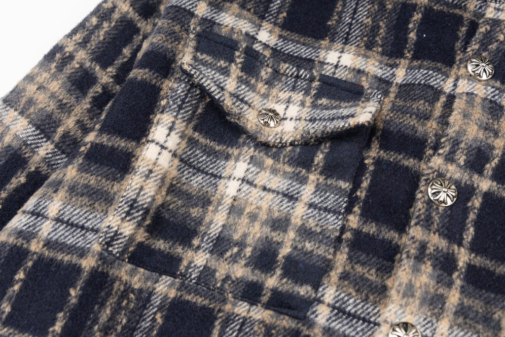 Chrome Heart leather label embroidered wool Shirt