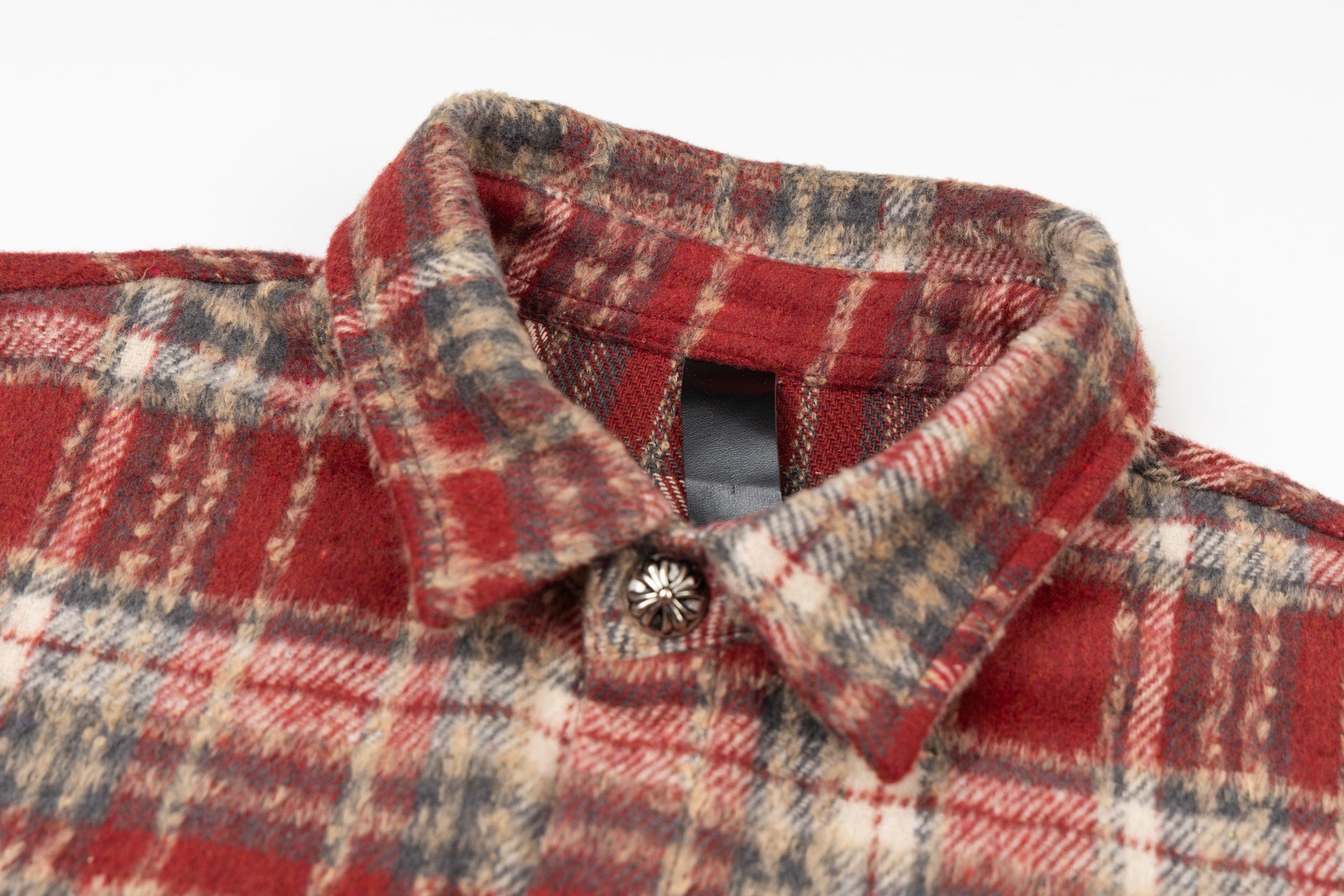Chrome Heart leather label embroidered wool Shirt