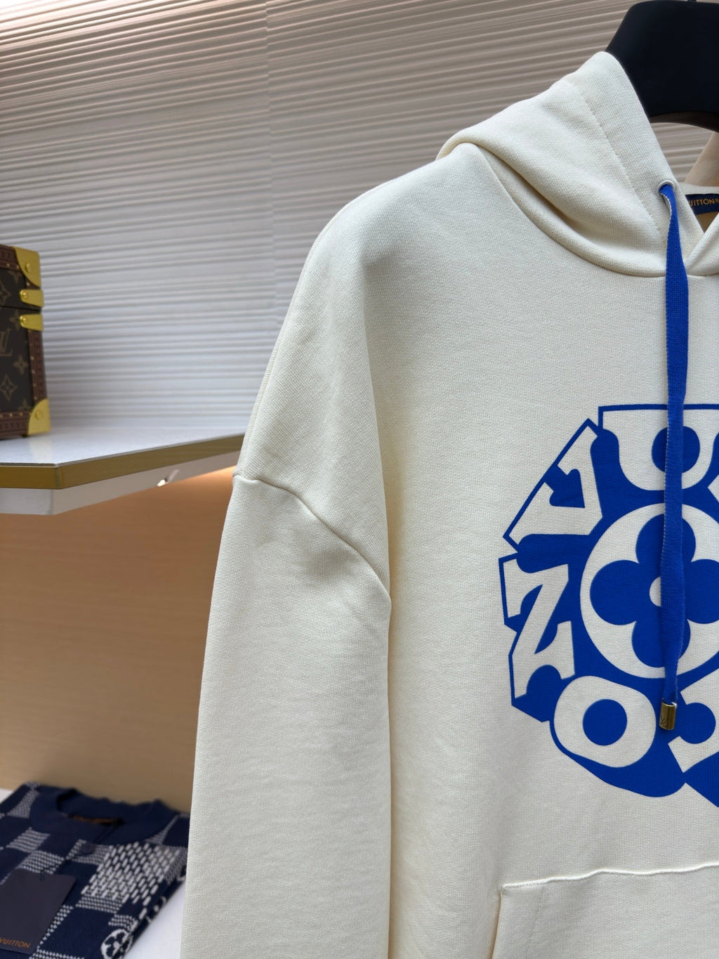 LV Blue Drawstring Floral Hoodie