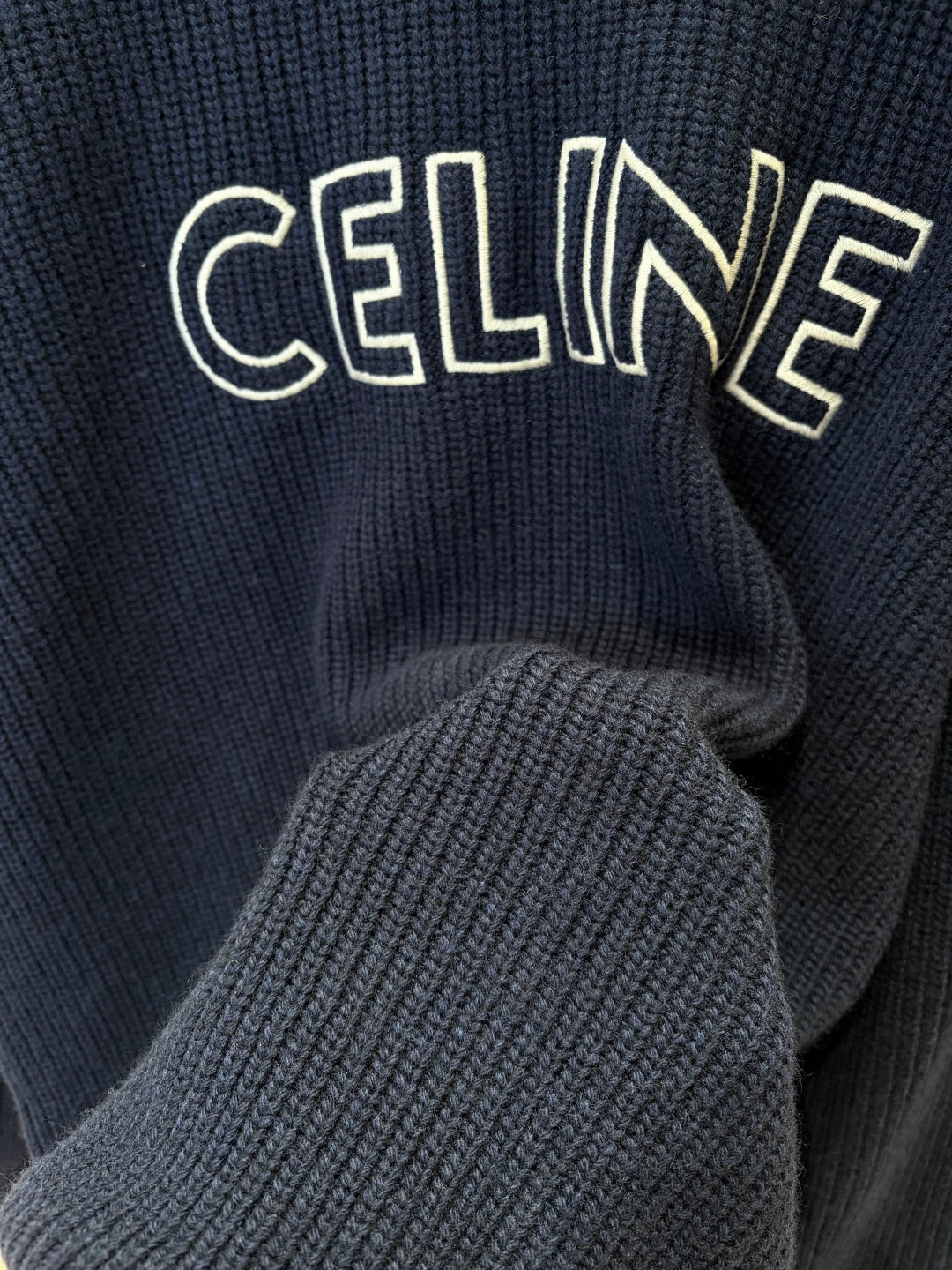 Celine Embroidery Waffle Knit Sweater