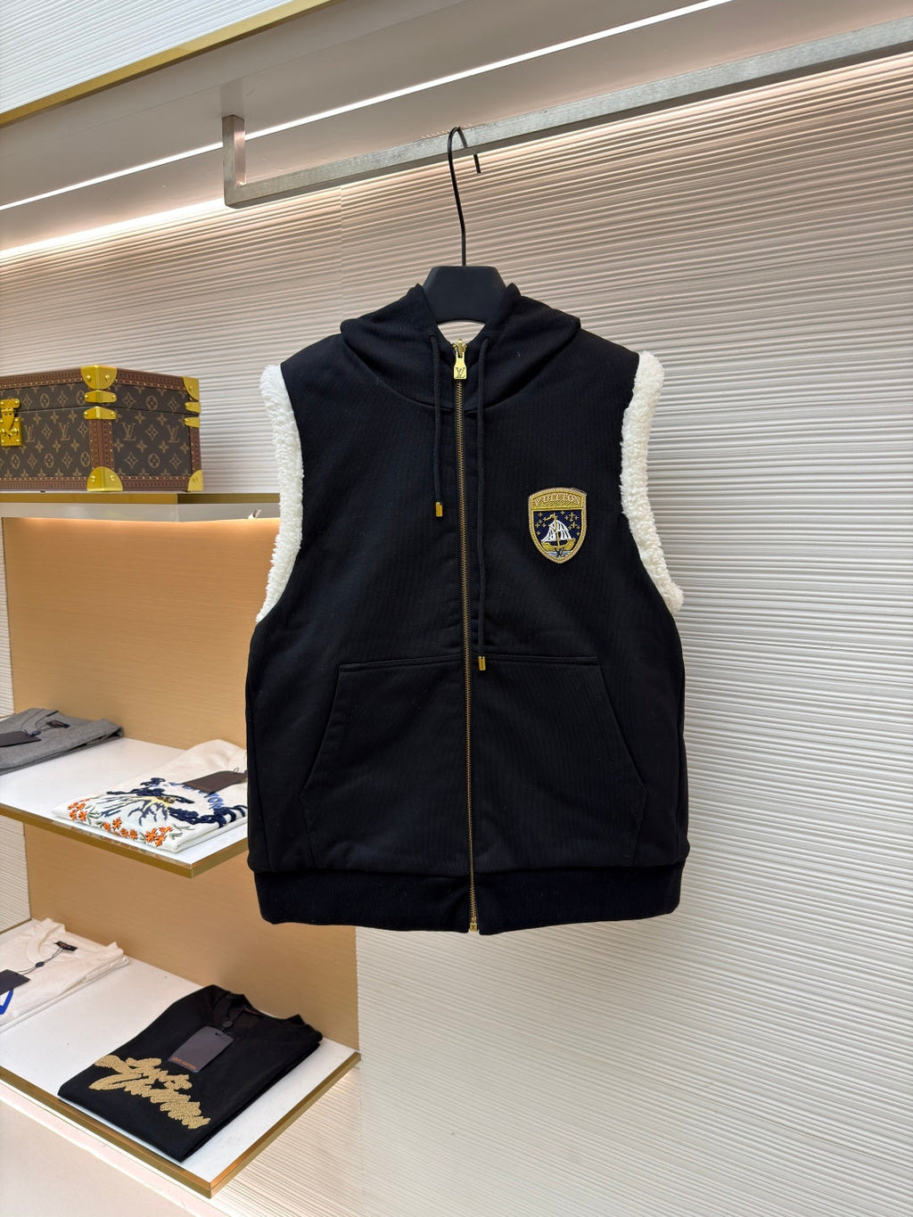 LV Embroidered Hooded Reversible Vest