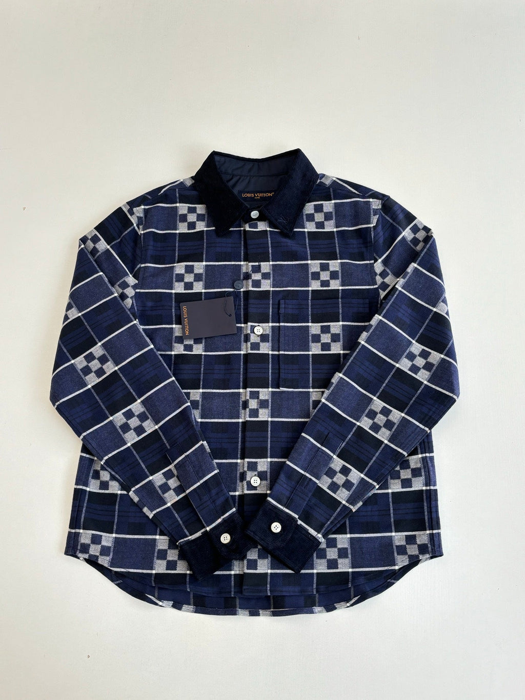 LV  Check Collared Long-sleeved Shirt