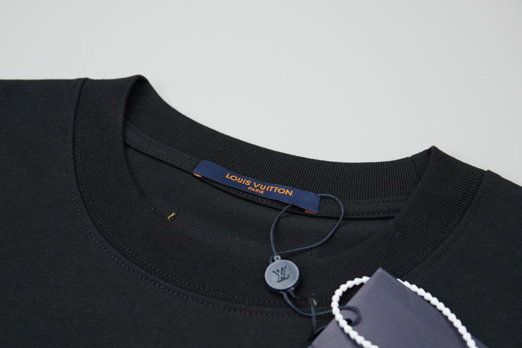 LV Denim Patchwork Embroidered T-Shirt