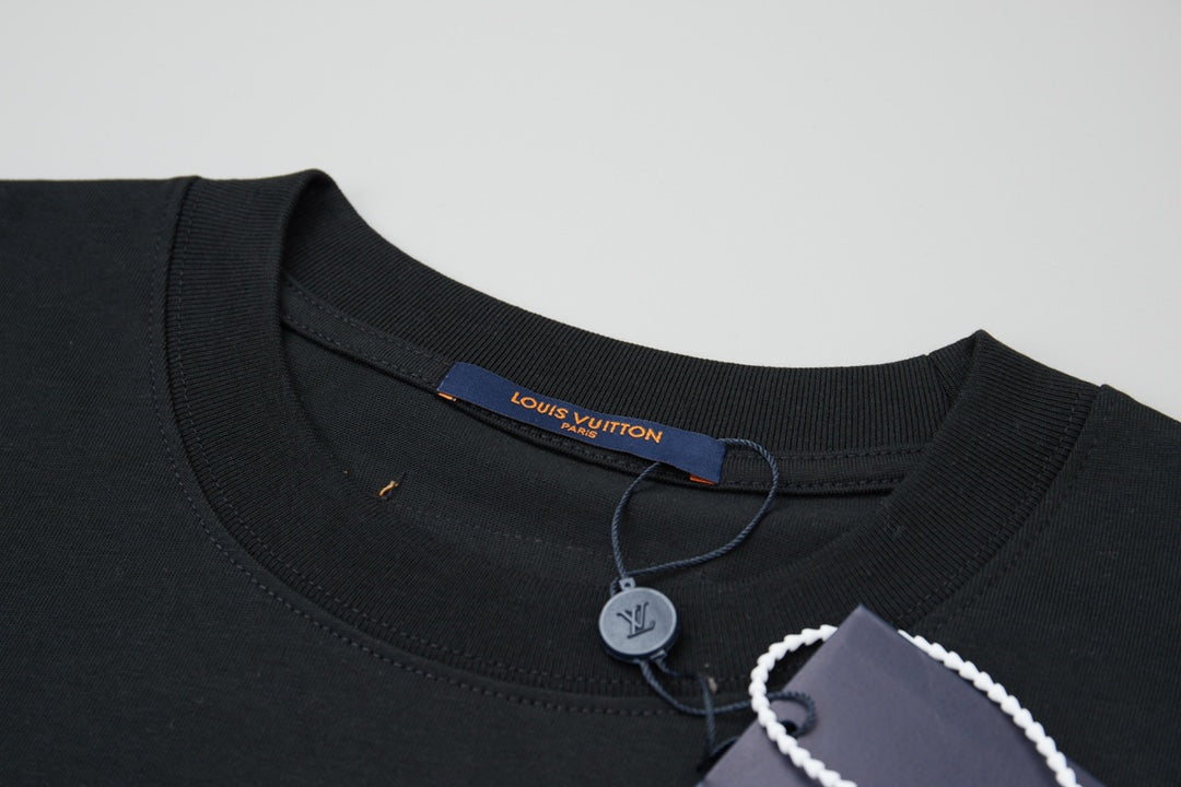 LV Denim Patchwork Embroidered T-Shirt