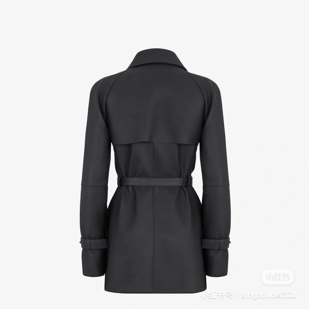 Fendi Long Belt Leather Trench Coat