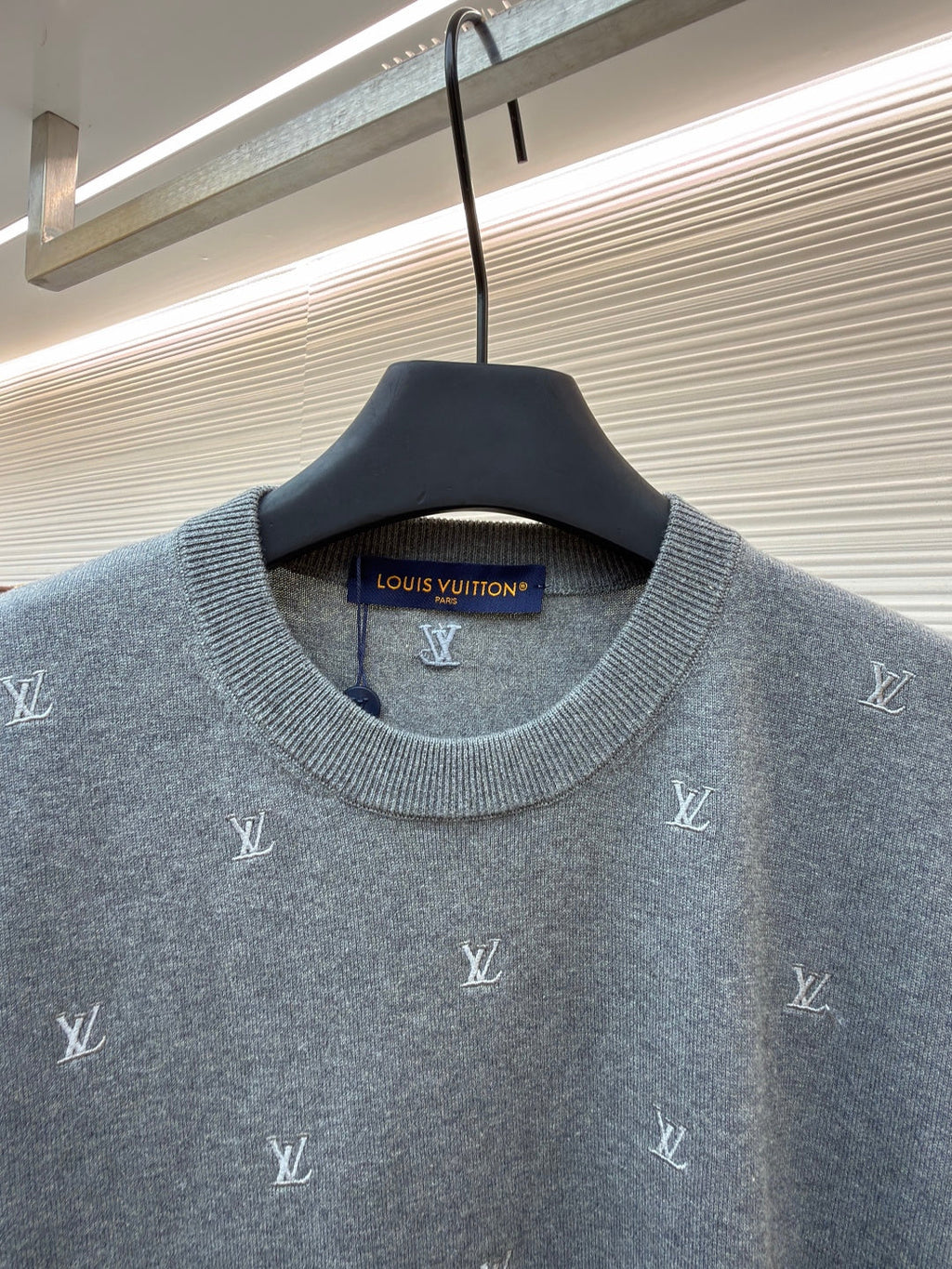 LV Small Gray Embroidered Knit Shirt
