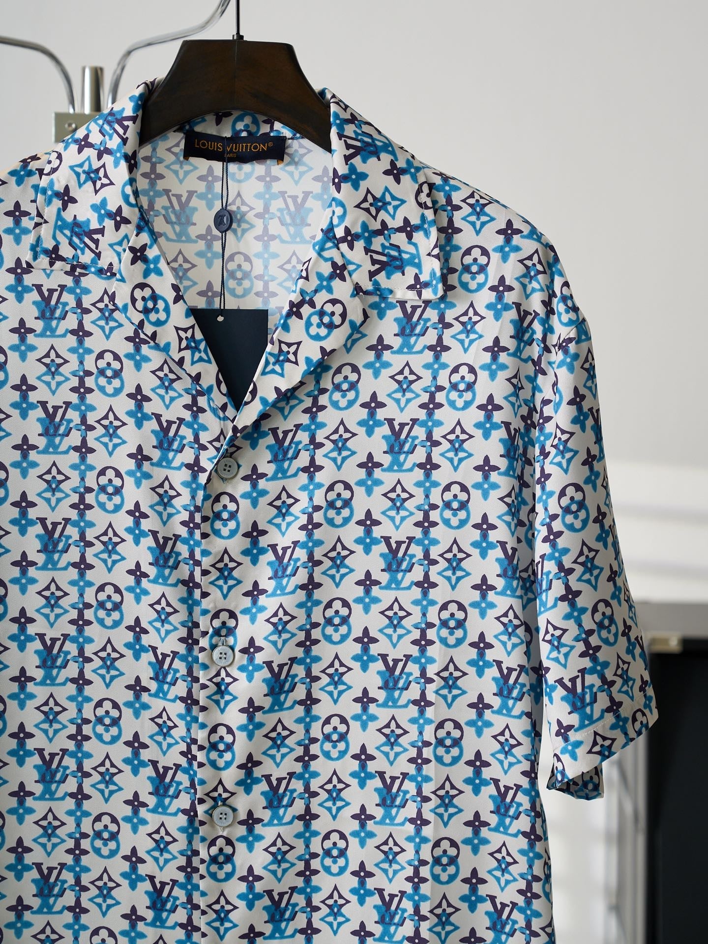 LV Mulberry Silk Shorts Sleeve Shirt