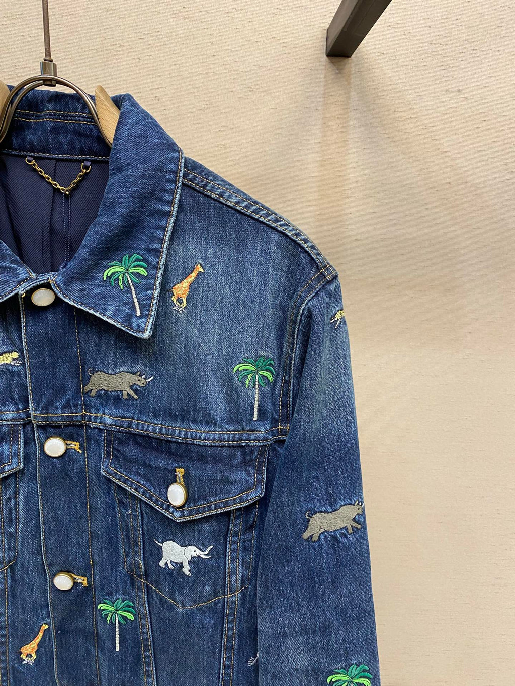 LV Animal Embroidered Denim Jacket