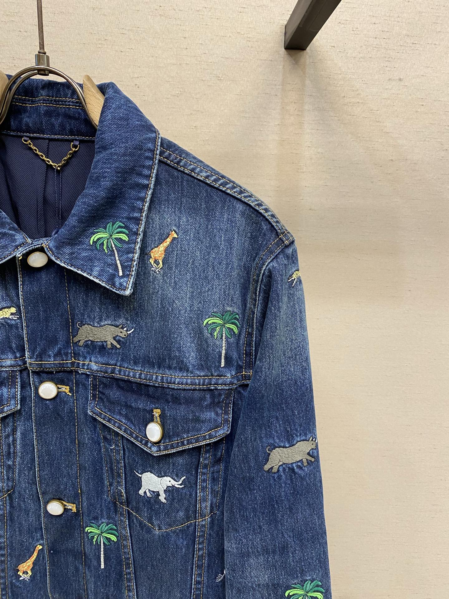 LV Animal Embroidered Denim Jacket