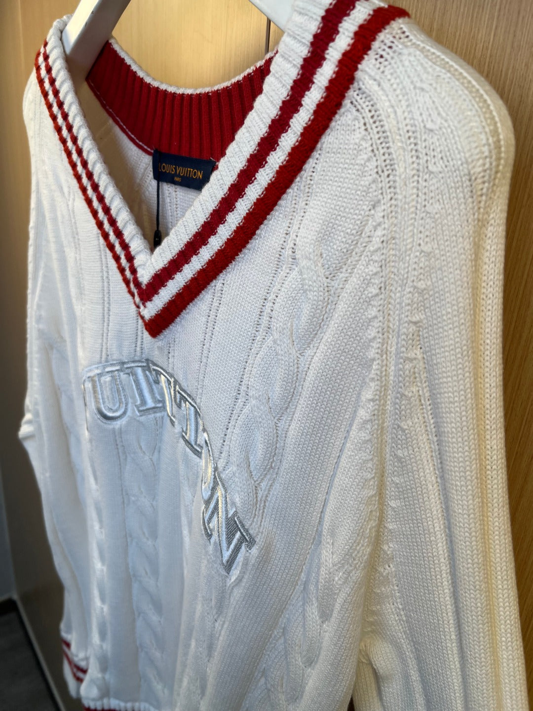LV Women's Heavy Embroidery V-Neck Knit Sweater