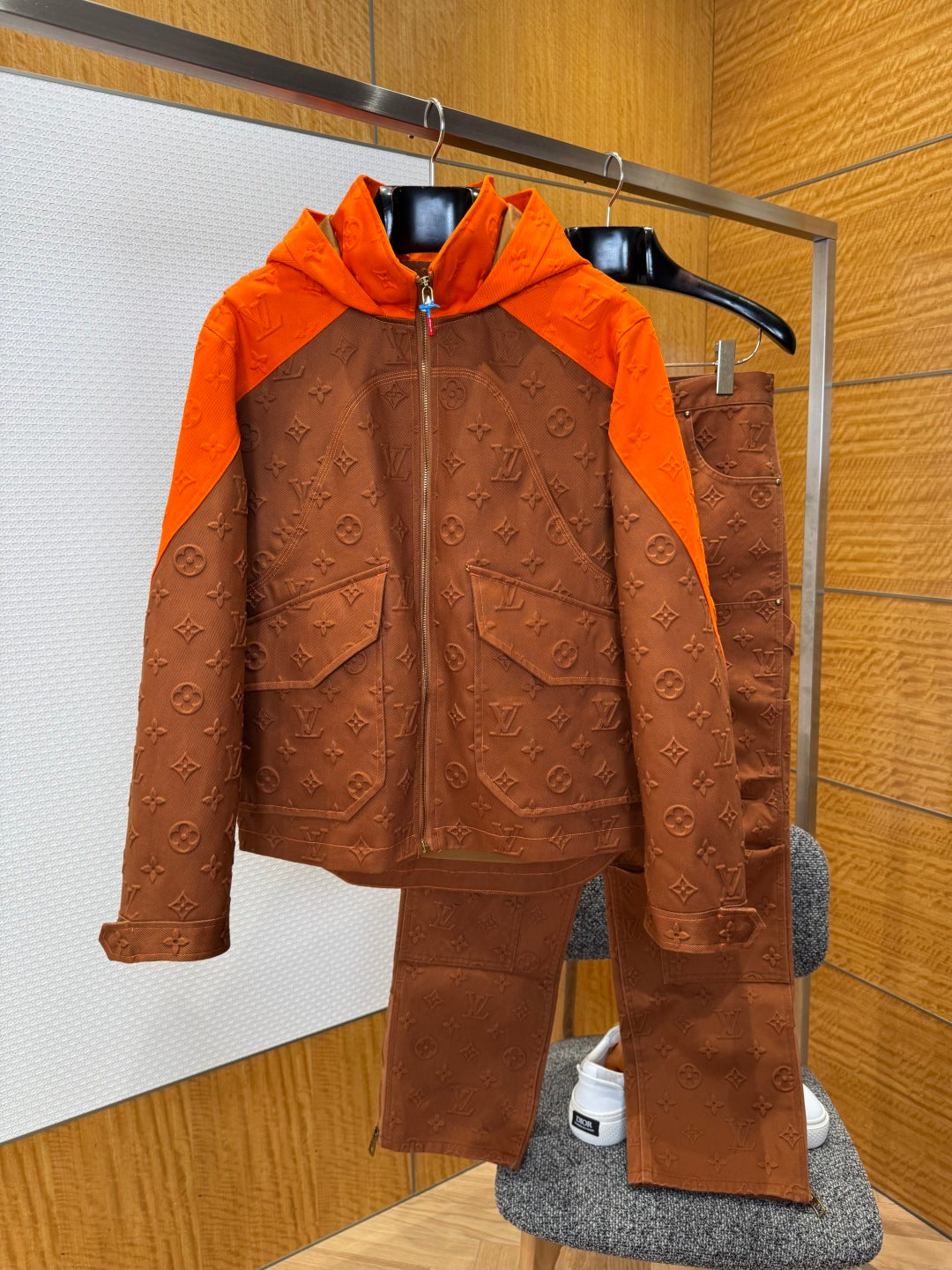 LV Patchwork Embossed Jacket & Pants Set