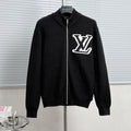 LV Jacquard Zip-Up Turtleneck Sweater