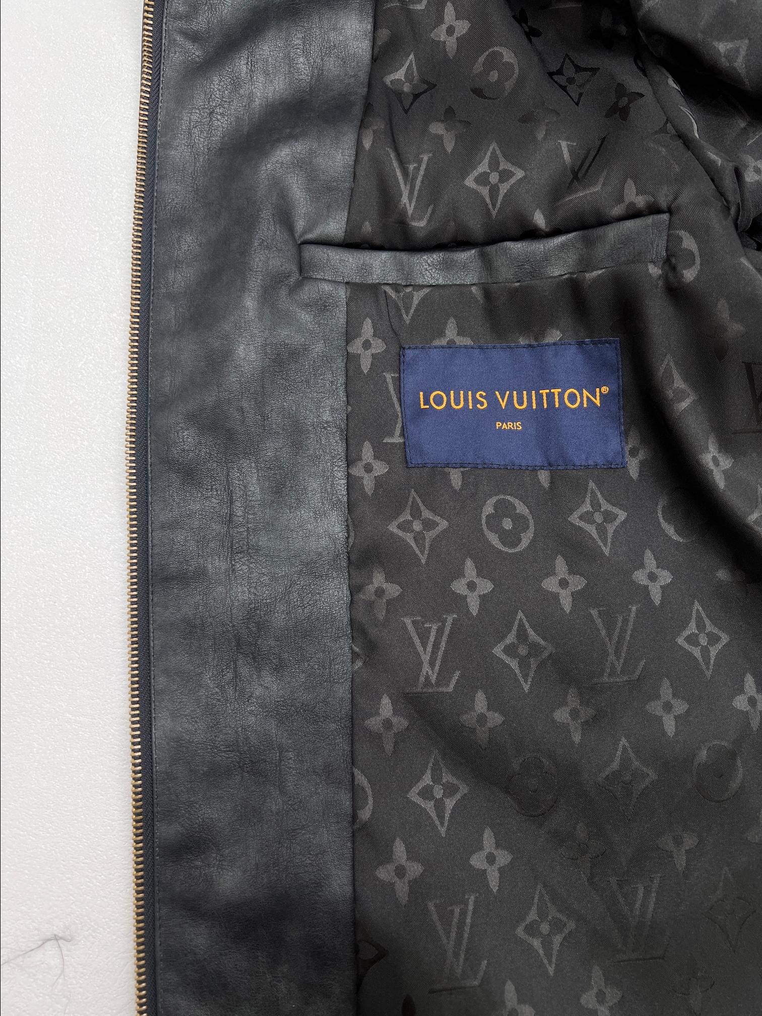 LV Print Washed Leather Jacket