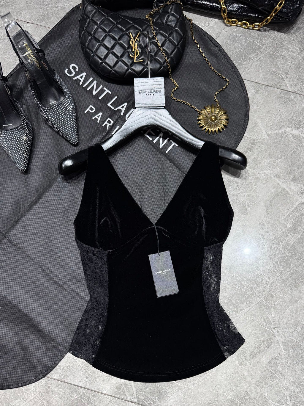 Women's YSL Lace Velvet Top