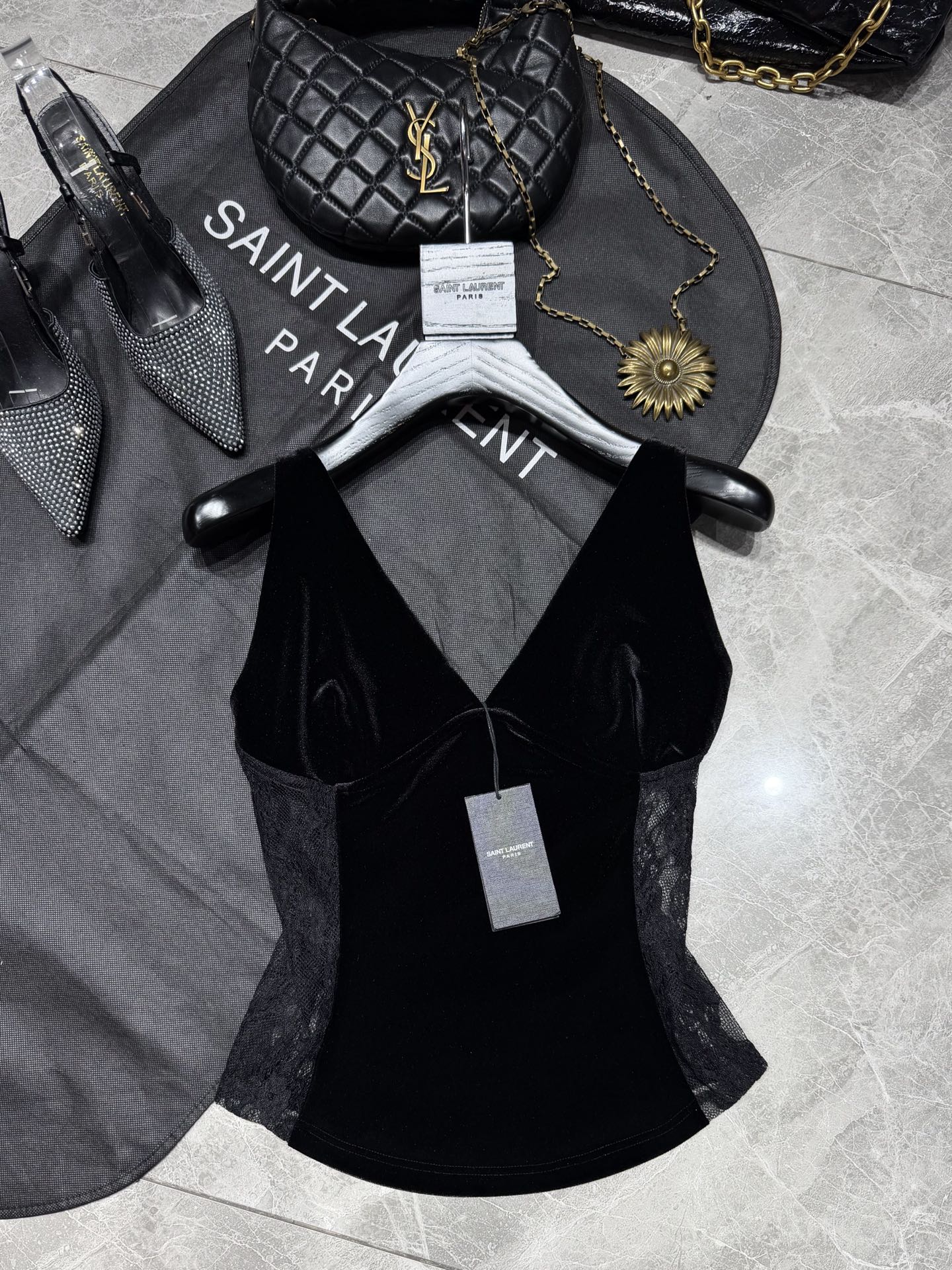 Women's YSL Lace Velvet Top