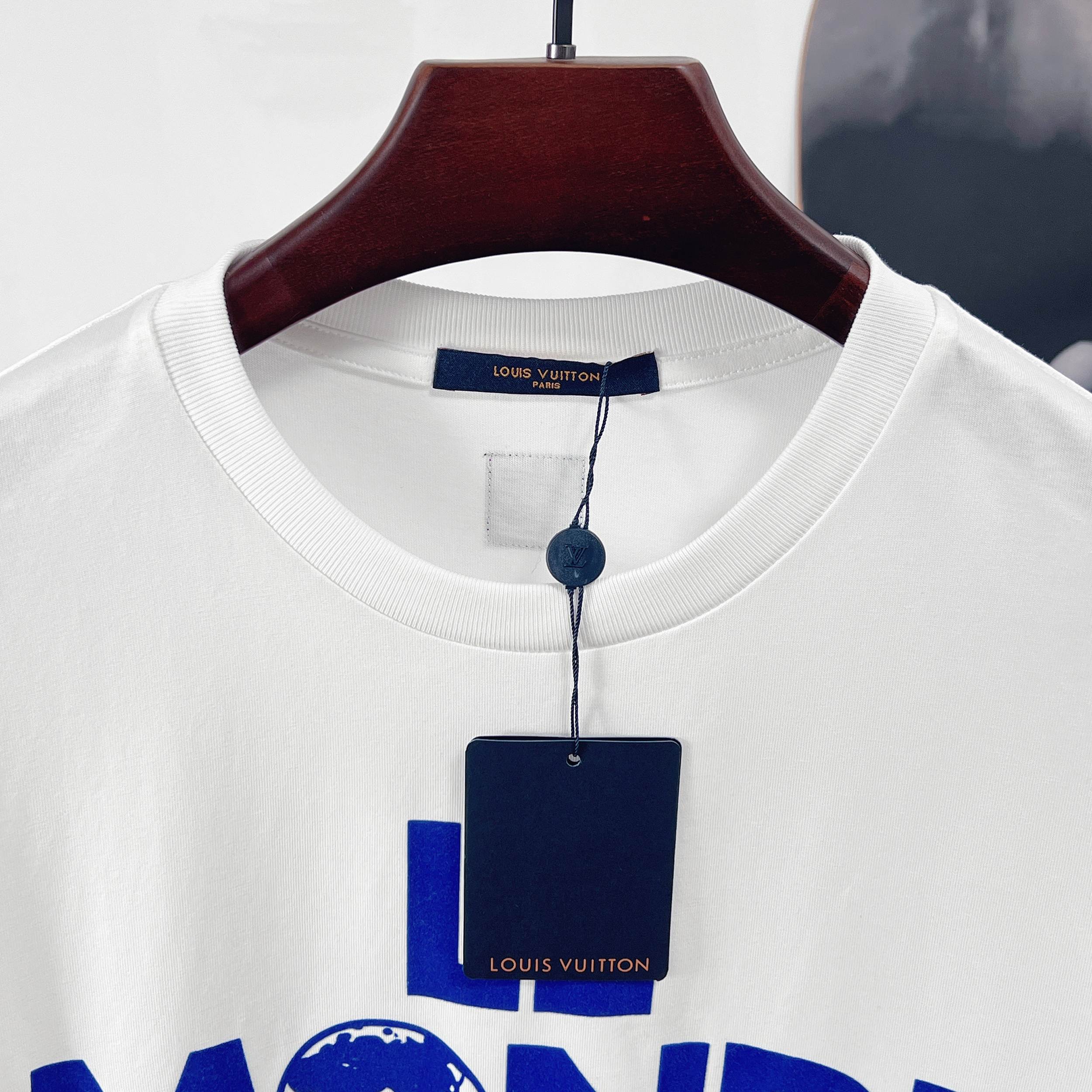 LV Earth flocked Print- Sleeve T-Shirt