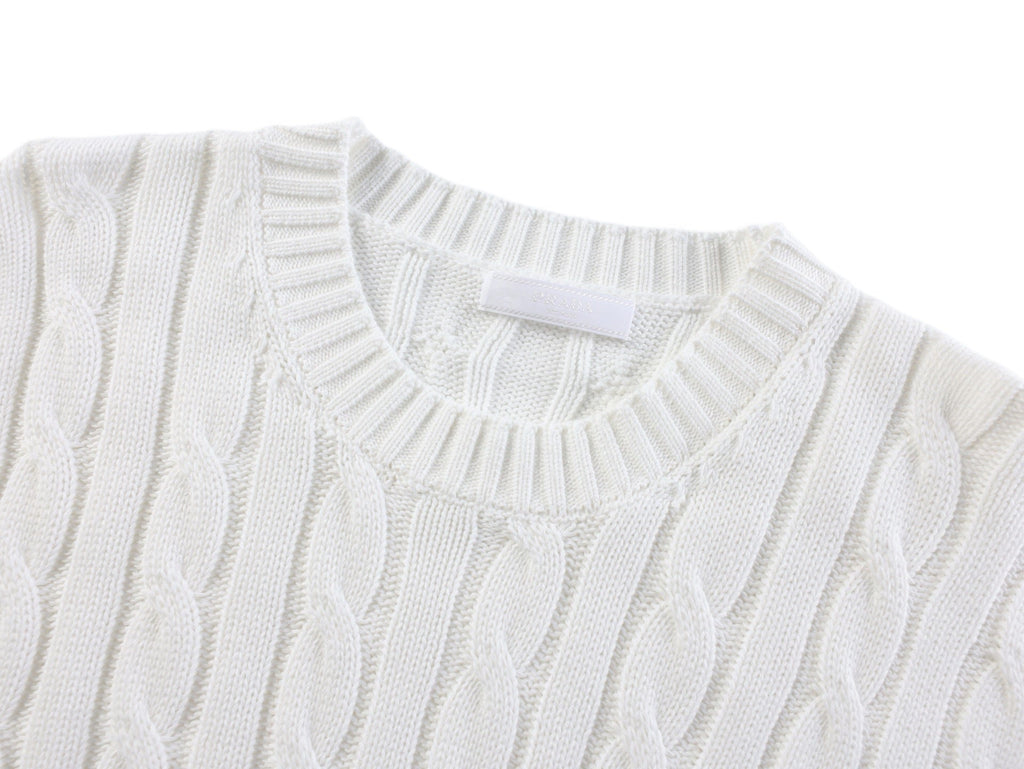 Prada Embroidered Cable Knit Sweater