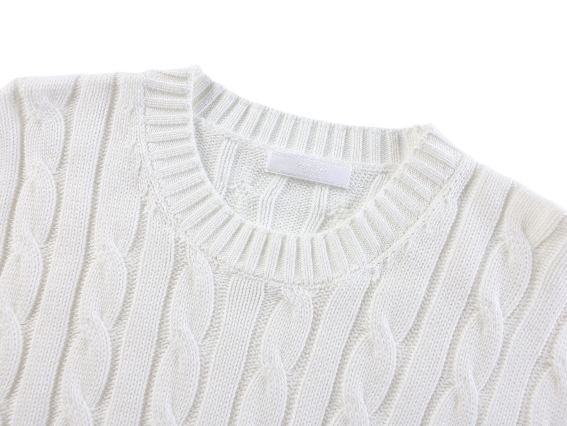 Prada Embroidered Cable Knit Sweater