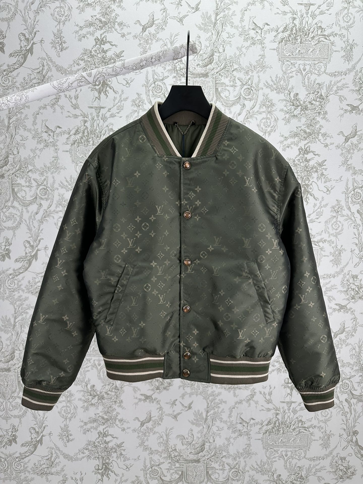 LV Monogram all-over camouflage cotton bomber jacket