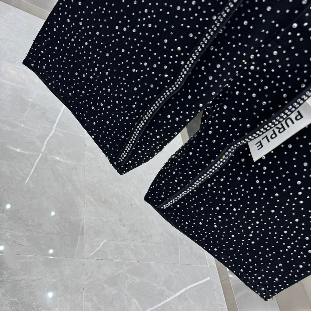 Purple Label Heavy Duty Rhinestone Denim Shorts