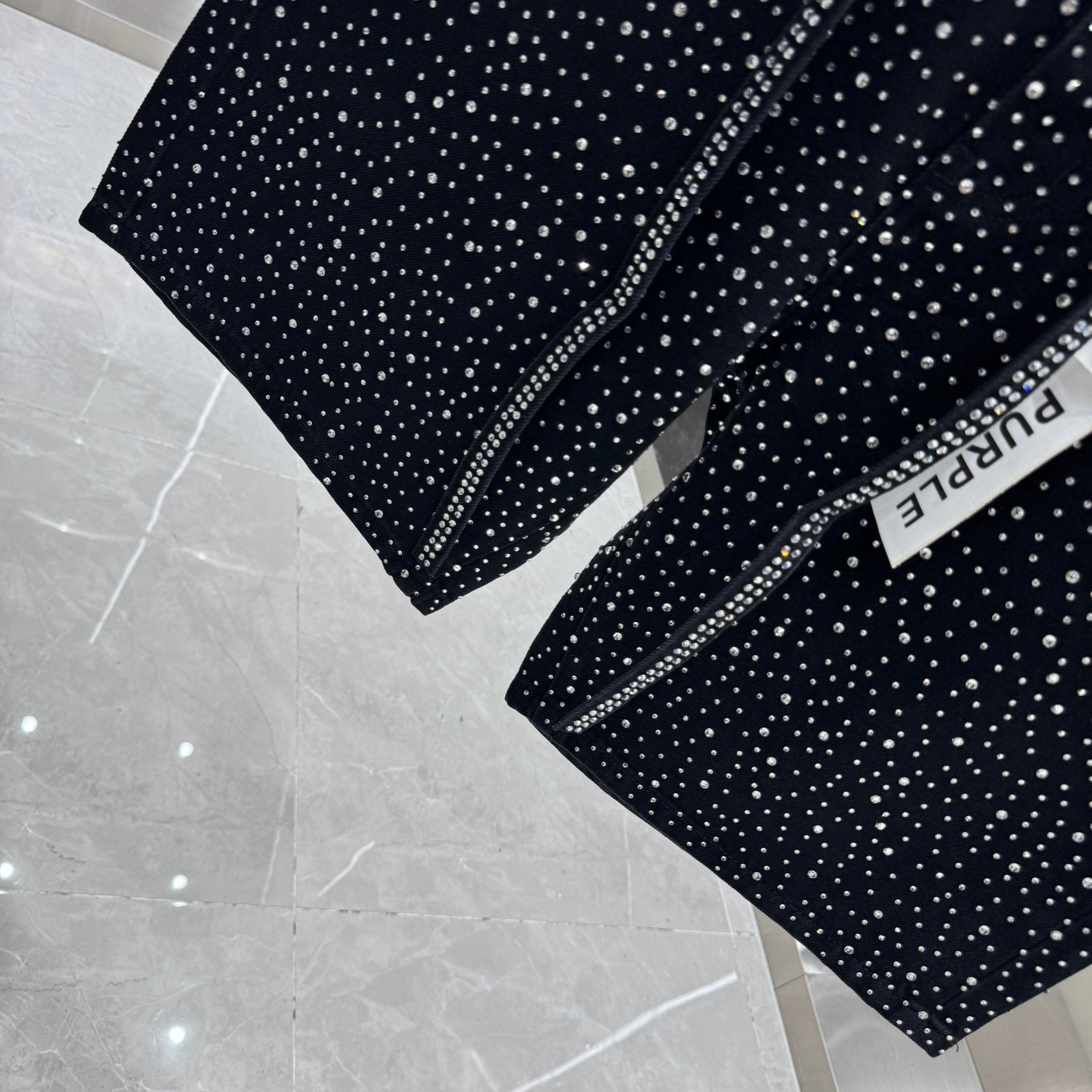 Purple Label Heavy Duty Rhinestone Denim Shorts