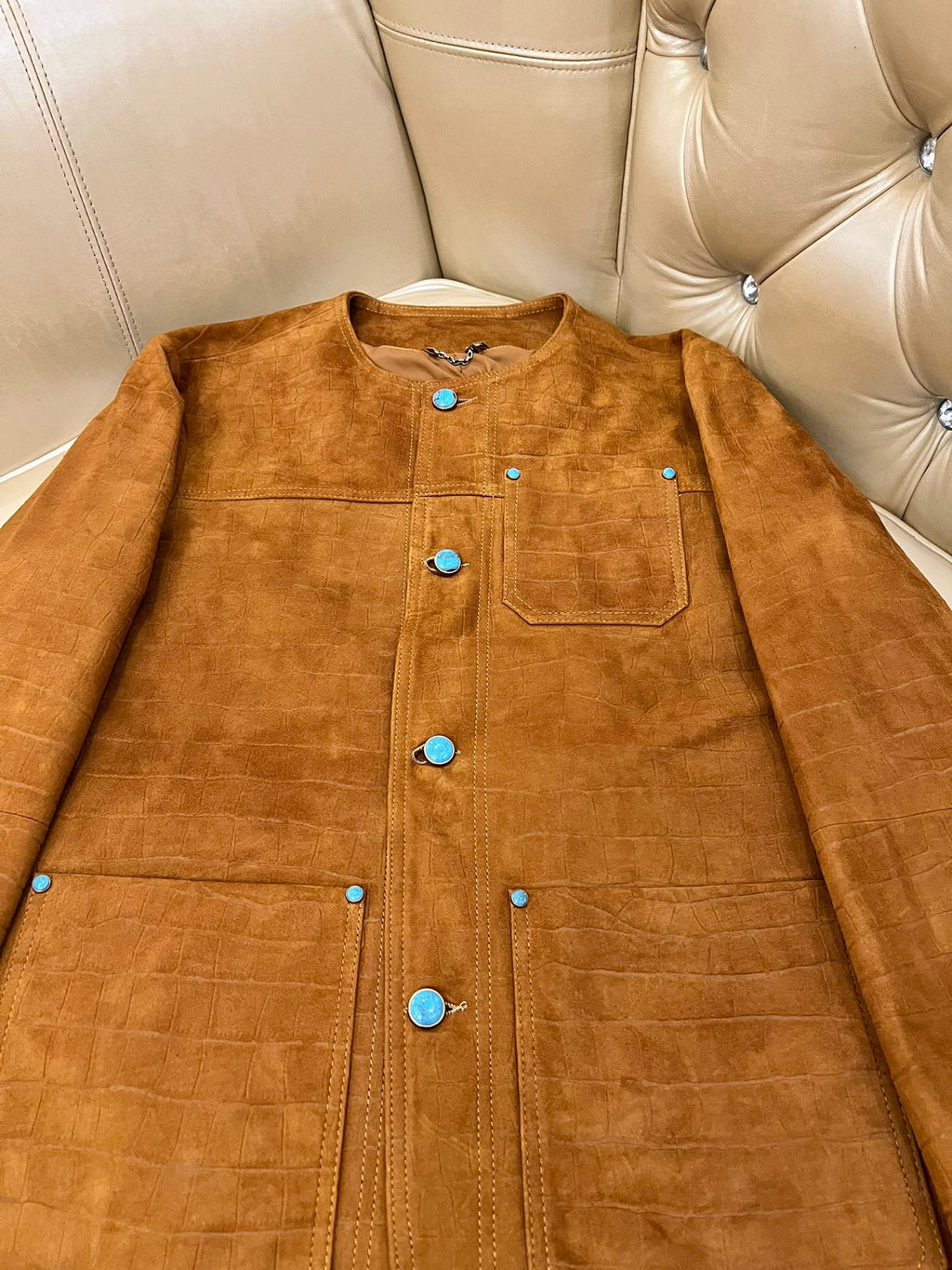 LV GoatSkin Suede Genuine Leather Jacket