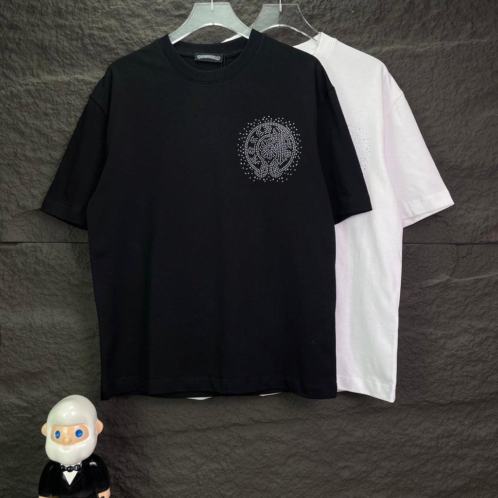 Chrome Heart Rhinestone Short-Sleeve T- Shirt