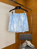 LV Blue & White Tie Drawstring Shorts