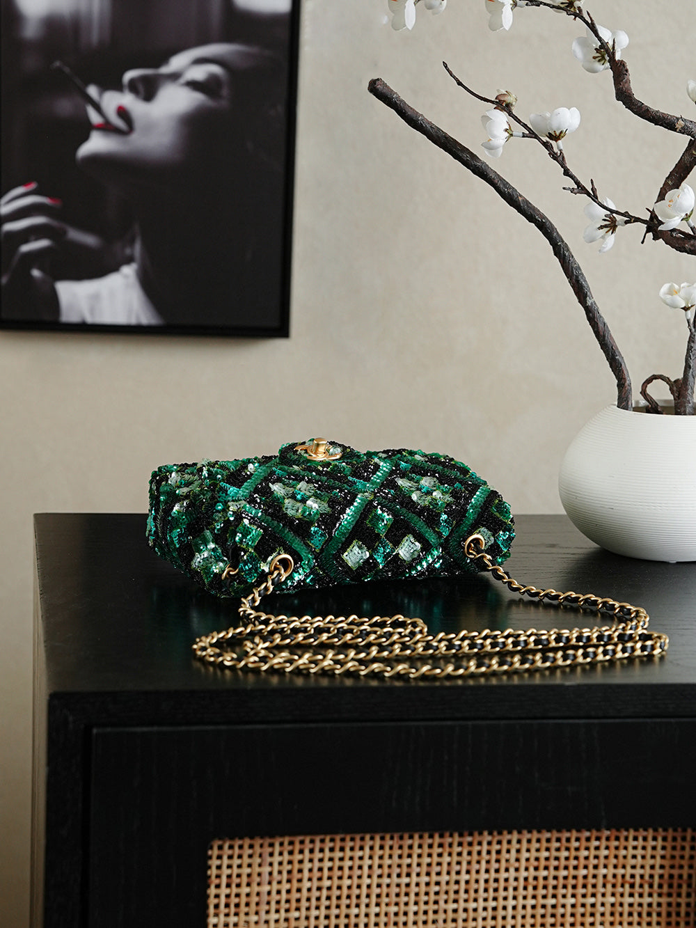 Chanel Emerald Beaded Bag