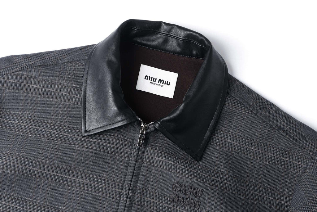 MiuMiu Leather Collar Jacket Unisex
