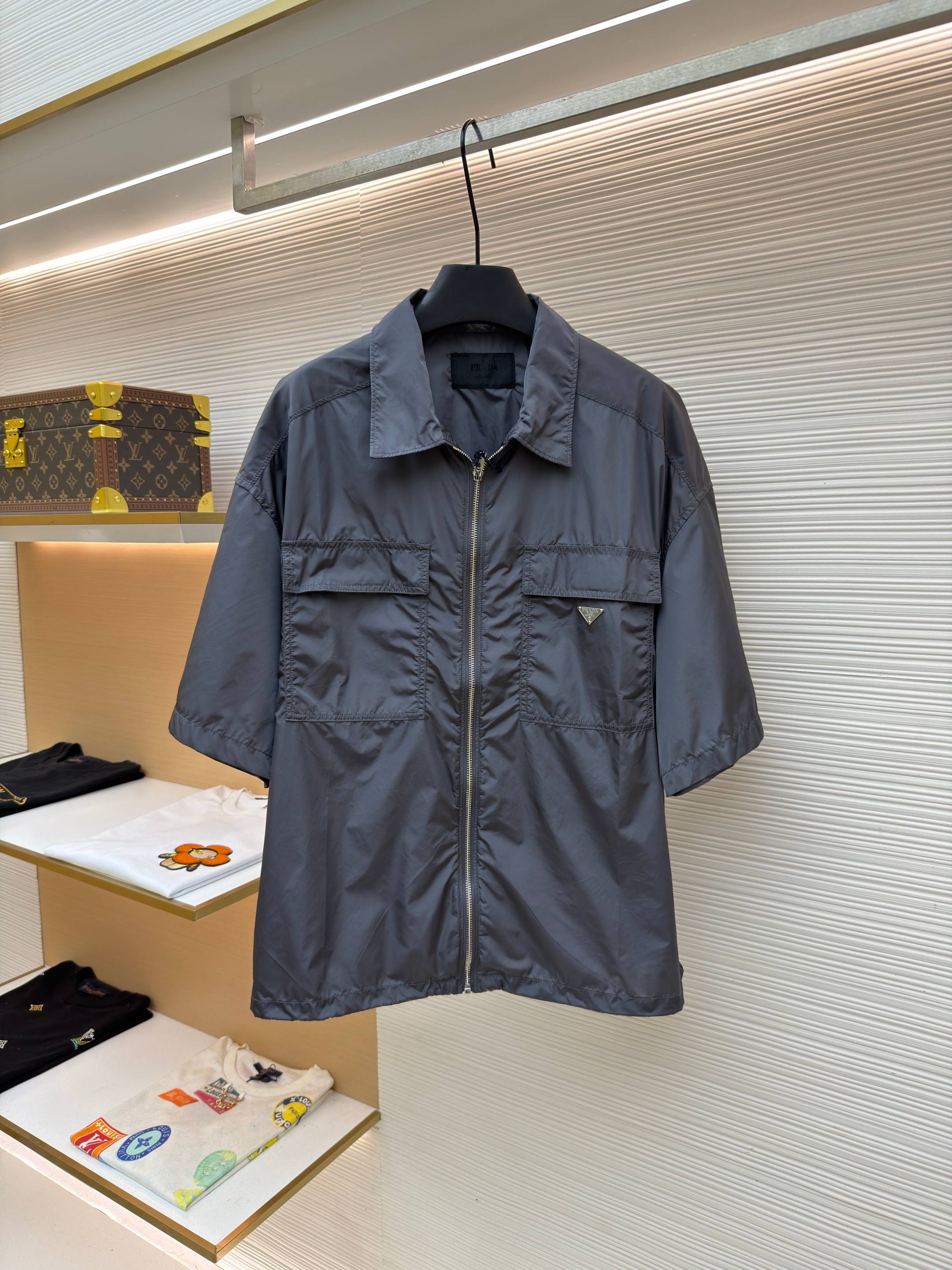 Prada Nylon Collar Shirt