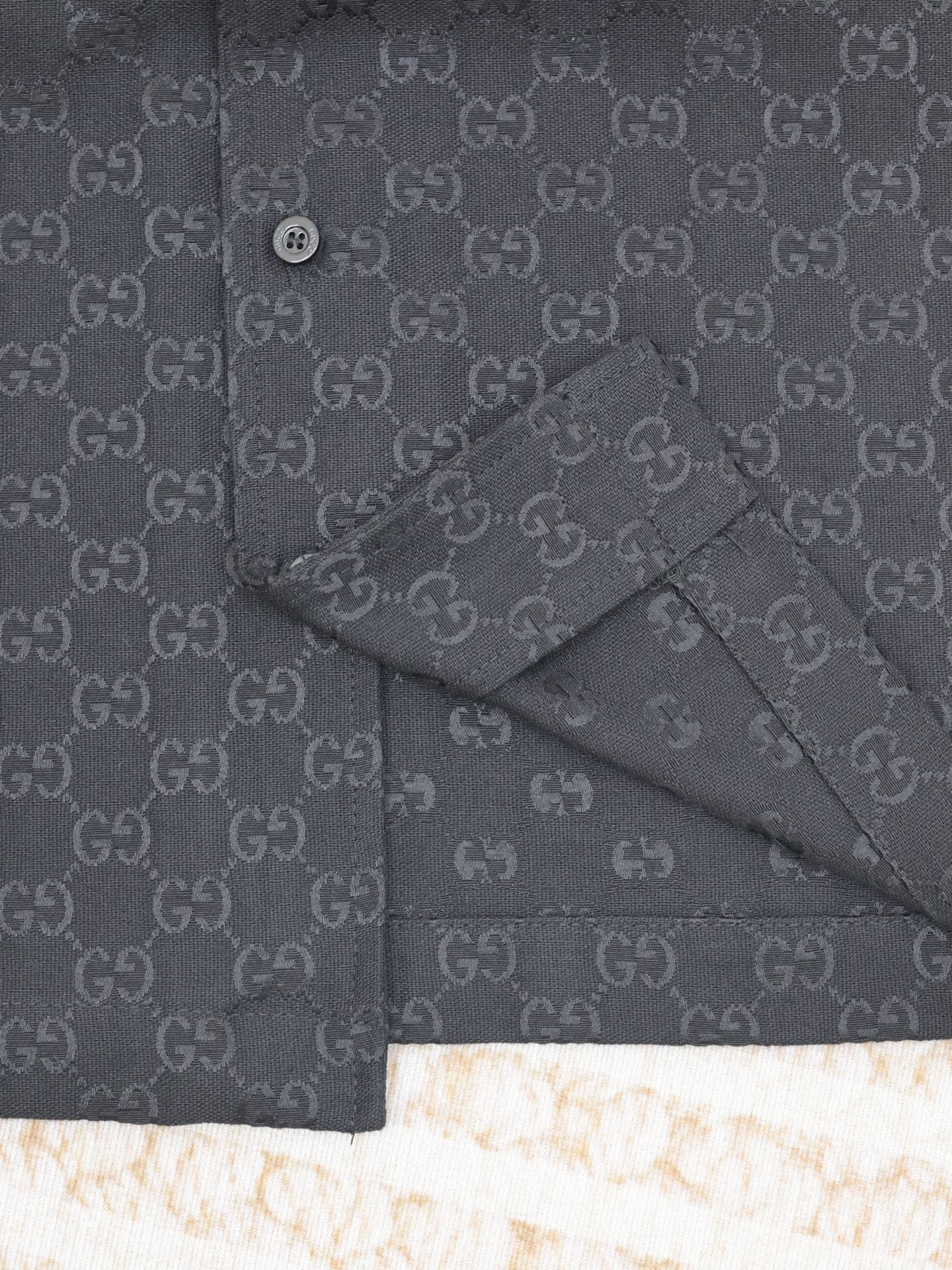 GG Autumn New Double G Jacquard Short-Sleeve Shirt