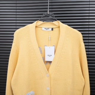 Celine Leather Logo Cardigan