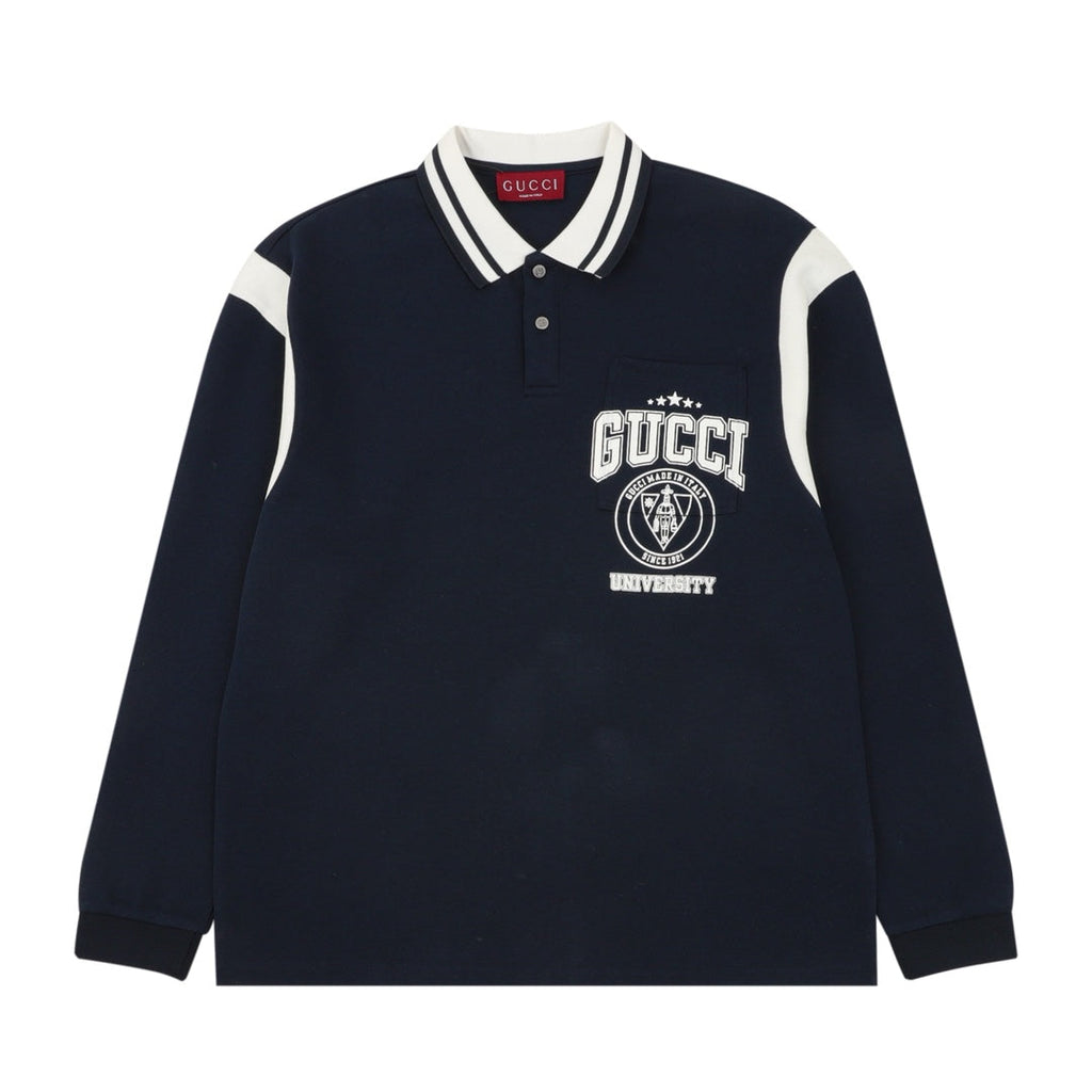 GG Embroidered Letter Collar Long-Sleeve Shirt