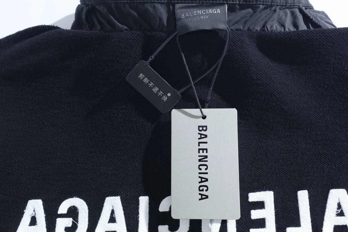 Balenciaga Two-Piece Shirt Collar Classic Letter Embroidered Sweatshirt Jacket