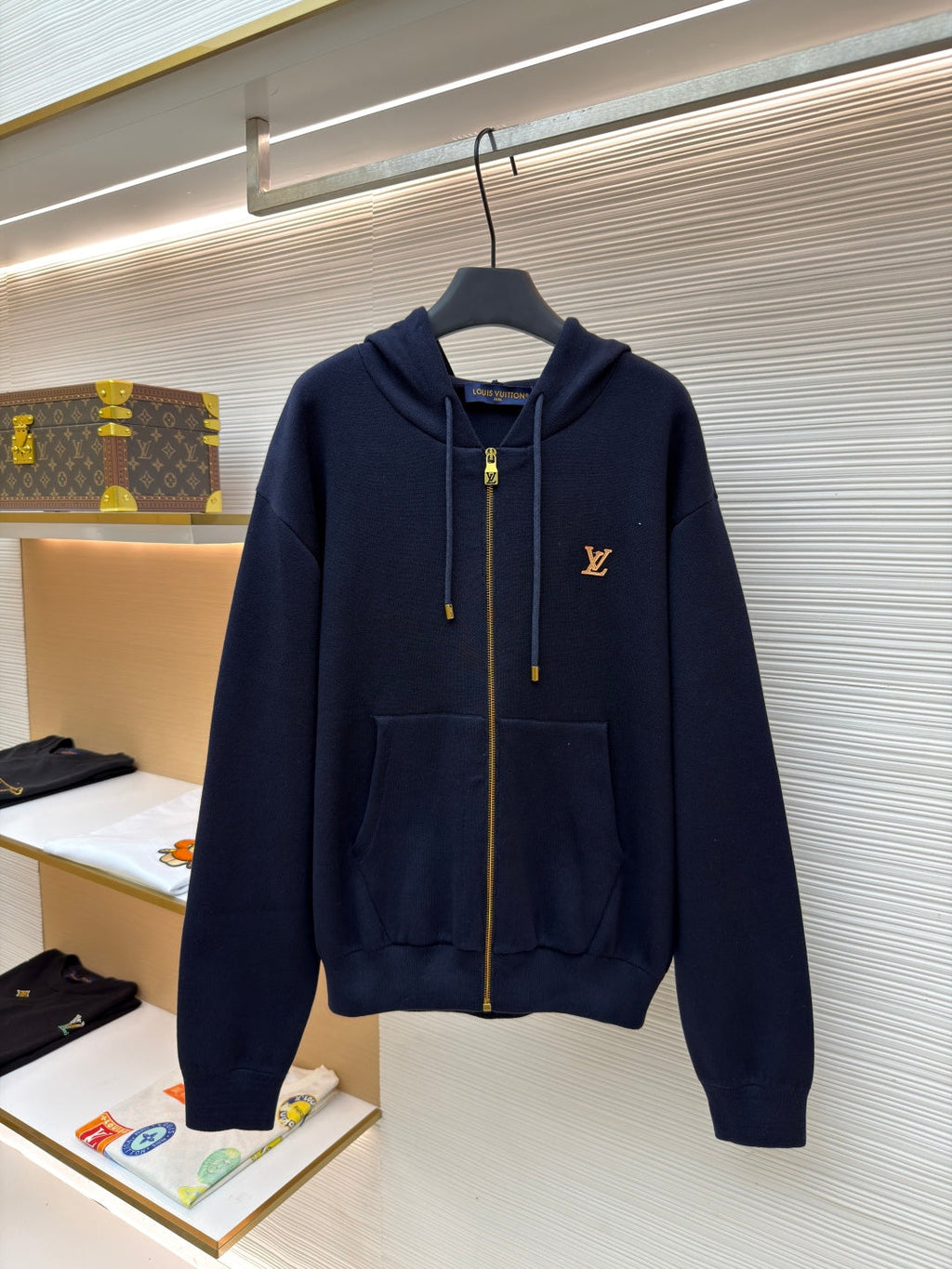 LV Monogram Leather Tag Zip up Hoodie