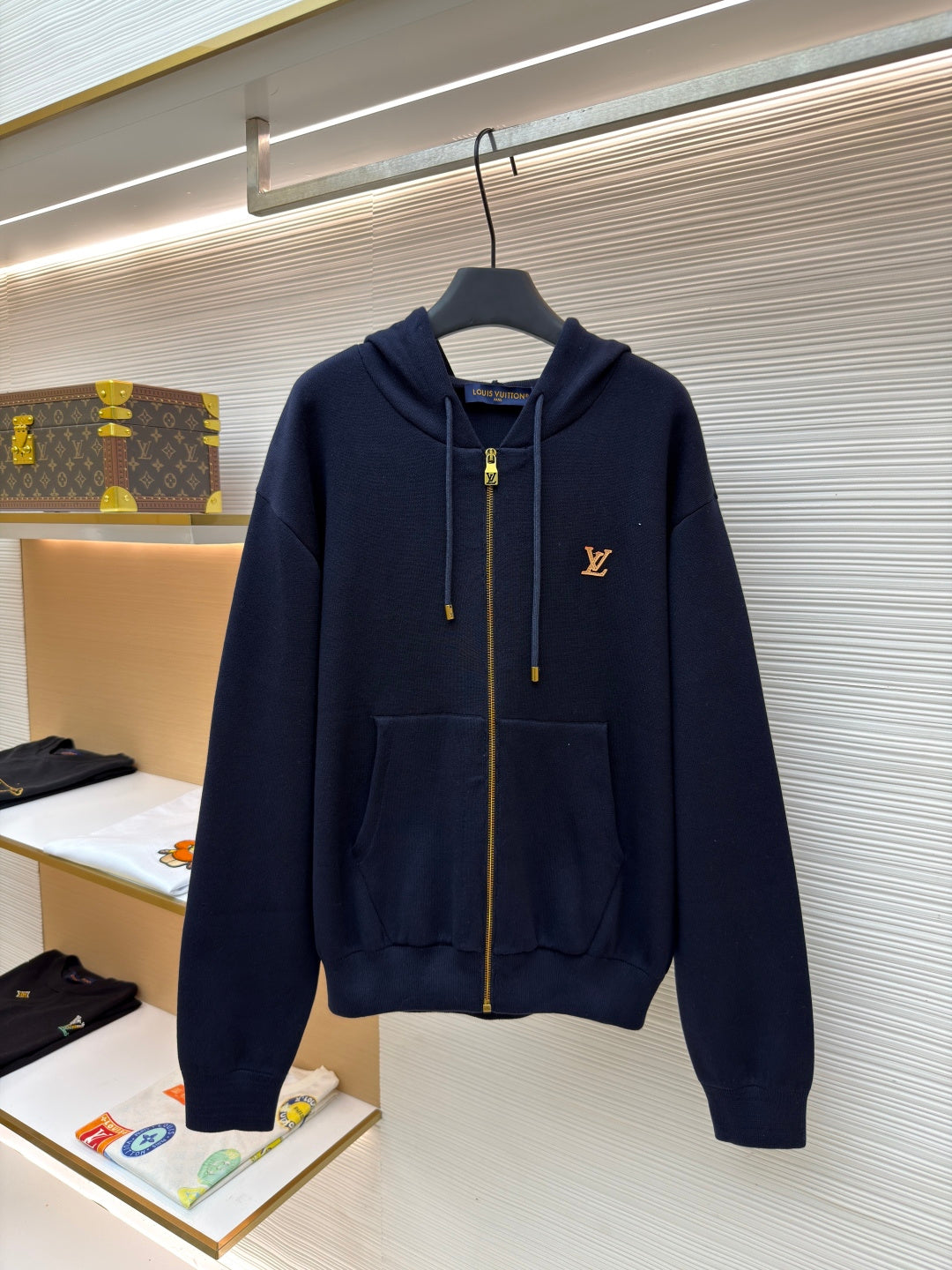 LV Monogram Leather Tag Zip up Hoodie