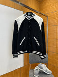 CELINE Patchwork Leather Baseball Collar Jacket