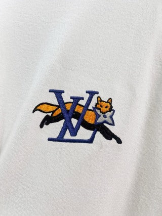 LV Embroidered Knitted Crew Neck T-Shirt