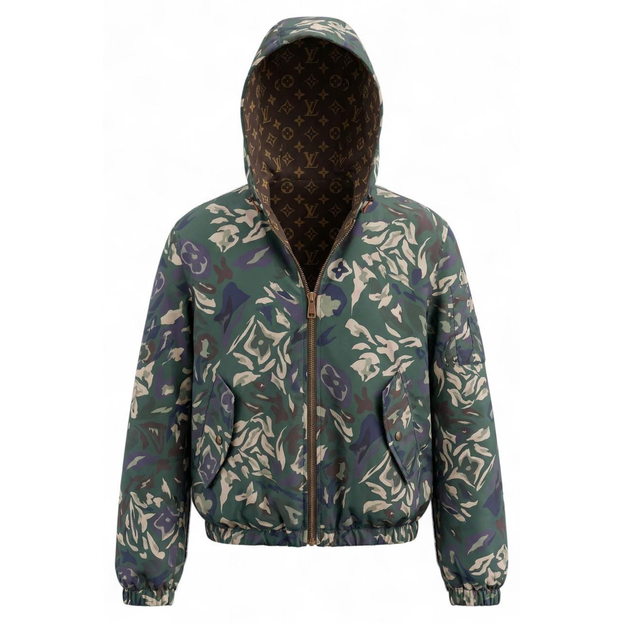 LV/Louis Vuitton Camouflage Monogram Logo Reversible Jacket