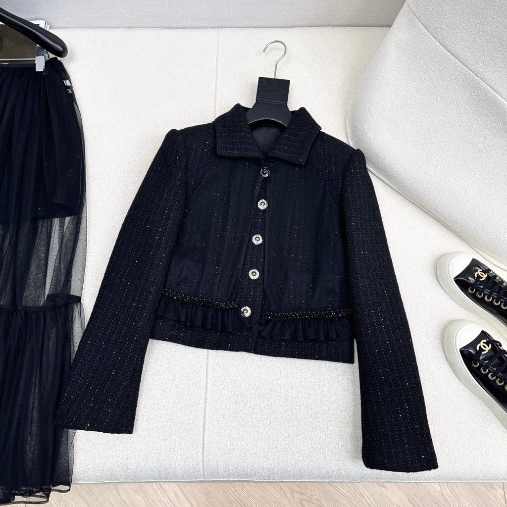 Chanel Woven Collar Coat + Skirt Set