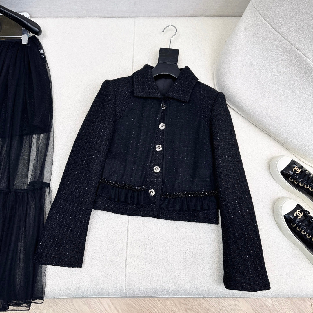 Chanel Woven Collar Coat + Skirt Set
