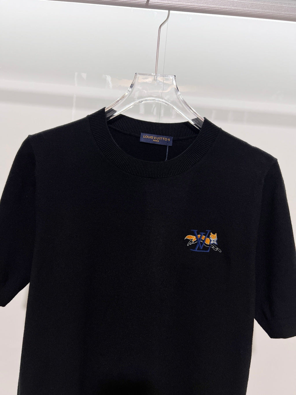 LV Embroidered Knitted Crew Neck T-Shirt