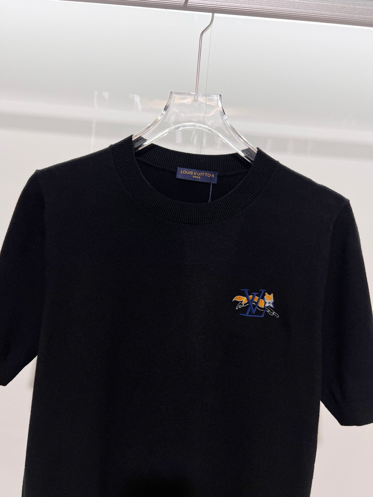 LV Embroidered Knitted Crew Neck T-Shirt