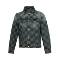 LV Damier Checkered Distressed Denim Jacket