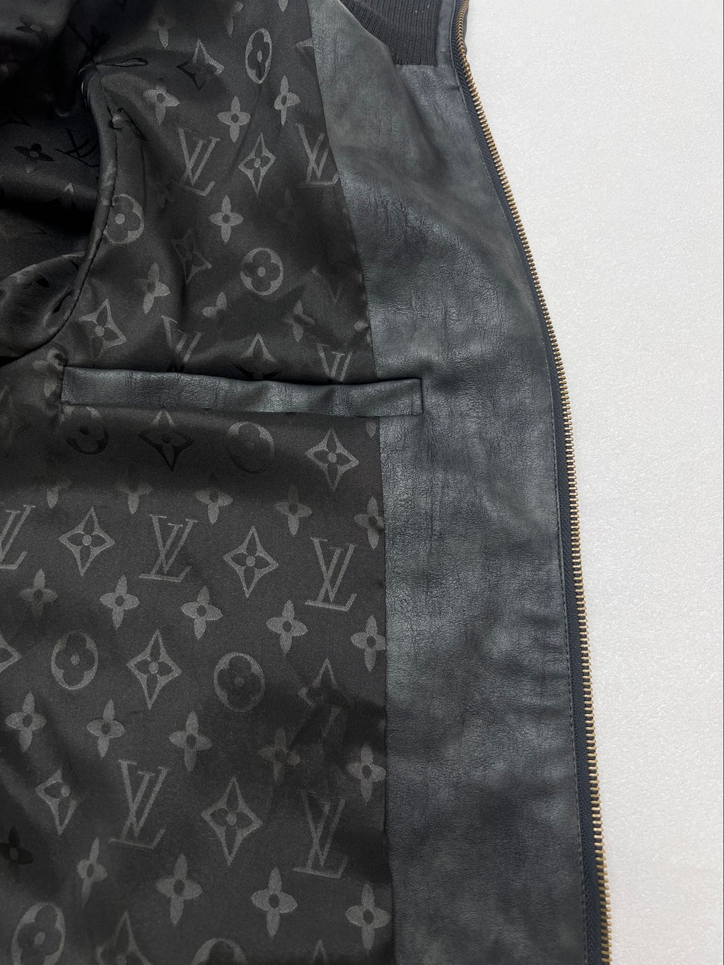 LV Print Washed Leather Jacket