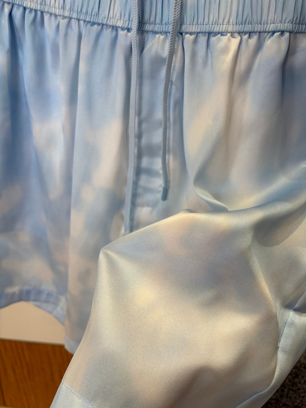 LV Blue & White Tie Drawstring Shorts